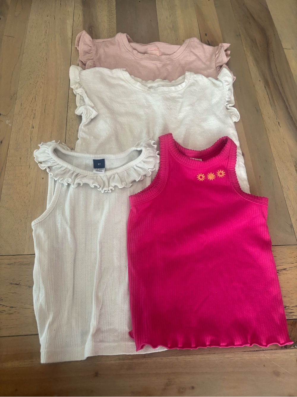 Old Navy Girls Ribbed Tank Top Set - Hot Pink, White, Blush